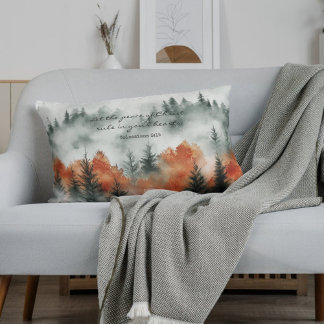 Inspirational Bible Verse Colossians 3:15 Nature Lumbar Cushion