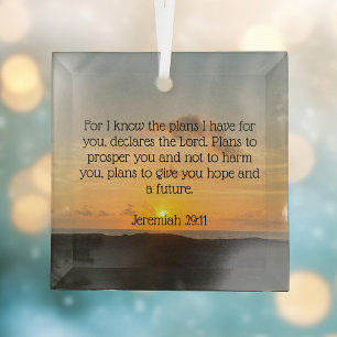 Inspirational Bible Verse Jeremiah 29:11 Christmas Glass Tree Decoration