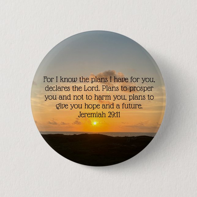 Inspirational Bible Verse Jeremiah 29:11 Sunrise 6 Cm Round Badge (Front)