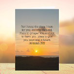 Inspirational Bible Verse Jeremiah 29:11 Sunrise Card<br><div class="desc">For I know the plans I have for you, declares the Lord. Plans to prosper you and not to harm you, plans to give you hope and a future. Jeremiah 29:11 bible verse on a beautiful ocean sunrise photography gift with your personalised name. This custom inspirational quote card features an...</div>