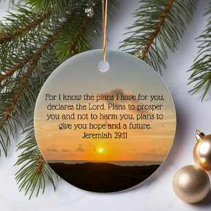 Inspirational Bible Verse Jeremiah 29:11 Sunrise Ceramic Tree Decoration