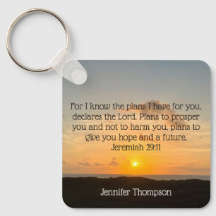 Inspirational Bible Verse Jeremiah 29:11 Sunrise Key Ring