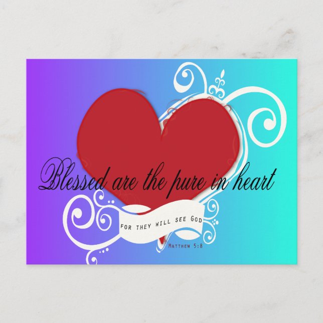Inspirational Bible Verse Matthew 5:8 Blessed are. Postcard (Front)