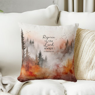 Inspirational Bible Verse Philippians 4:4 Nature Cushion
