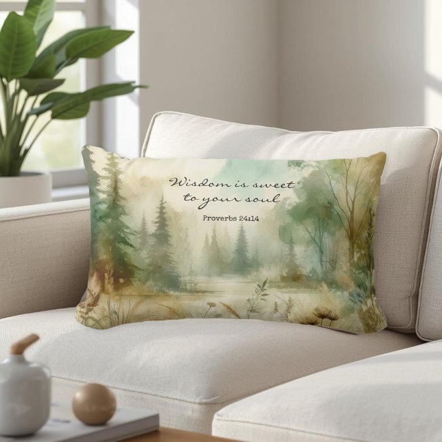 Inspirational Bible Verse Proverbs 24:14 Nature Lumbar Cushion (Creator Uploaded)