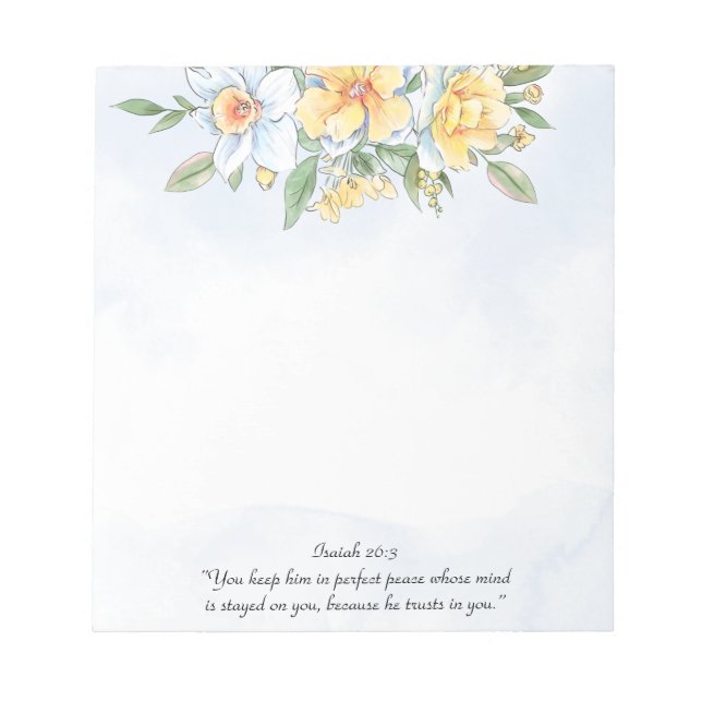Inspirational Bible Verse Spring Watercolor Floral Notepad (Front)
