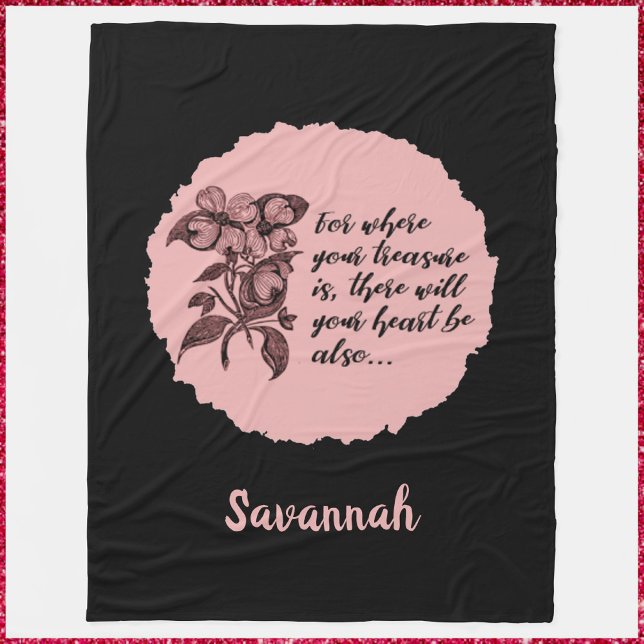 Inspirational Black and Pink Bible Quote Blanket (Creator Uploaded)