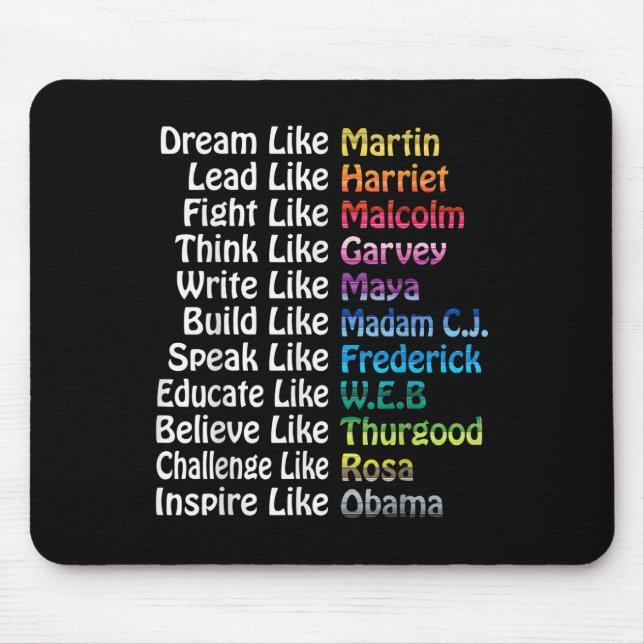 Inspirational Black History Influential Leaders Ma Mouse Pad (Front)