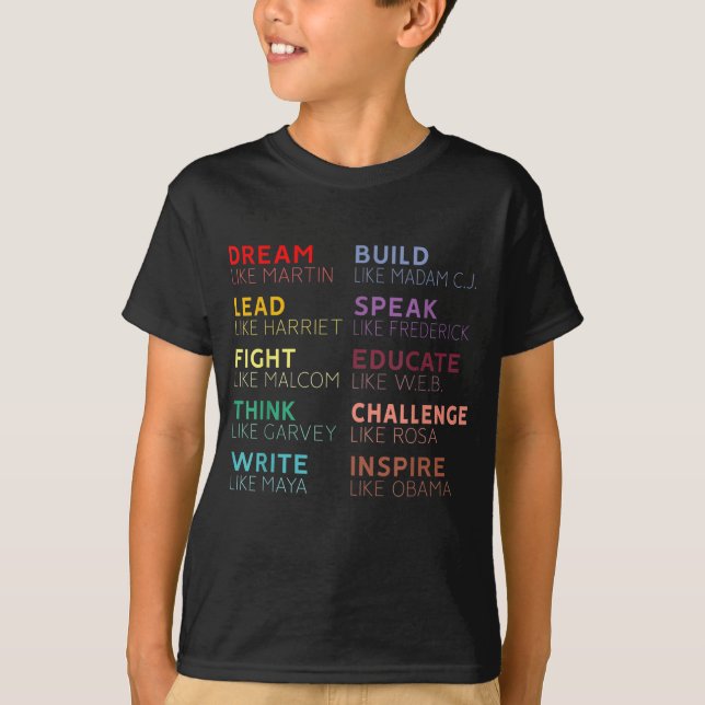 Inspirational Black History Leaders T-Shirt (Front)