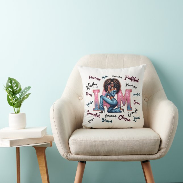 Inspirational Black Woman Prayer & Faith Christian Cushion (Chair)