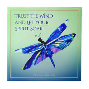 Inspirational Blue Dragonfly Let Your Spirit Soar Tile