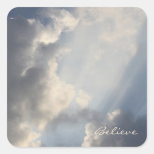 Inspirational Blue Sky Sun Burst Square Sticker