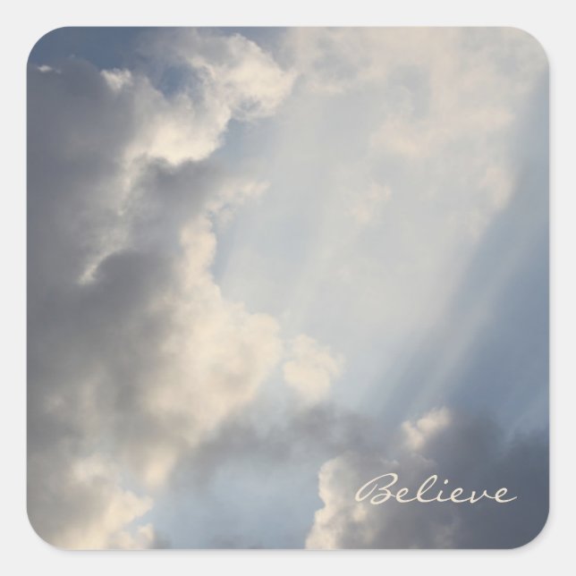 Inspirational Blue Sky Sun Burst  Square Sticker (Front)