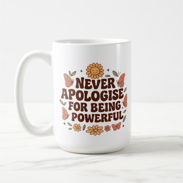 Inspirational Boho Butterfly Flowers, on back Coffee Mug (Left)