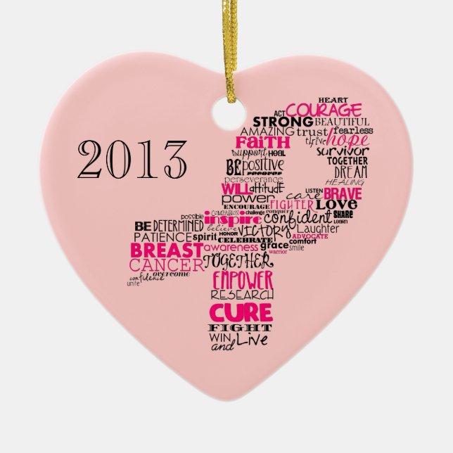 Inspirational Breast Cancer Awareness Ribbon Ceramic Tree Decoration (Front)