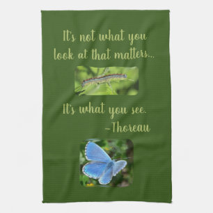 Inspirational Butterfly Thoreau Quote Tea Towel