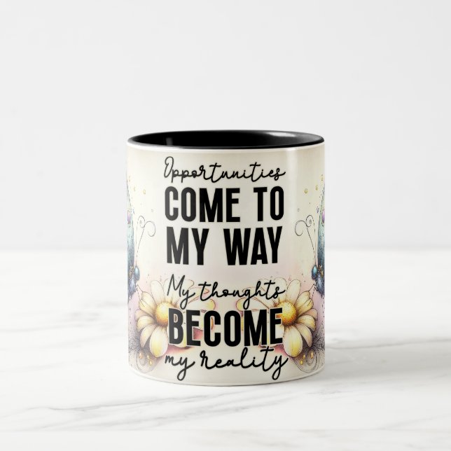Inspirational Butterfly Wrap Two-Tone Coffee Mug (Center)