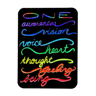 Inspirational Chakra Themed Rainbow Art Words Magnet