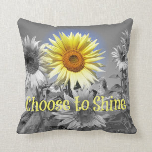 Inspirational Choose to Shine Quote with Sunflower Cushion