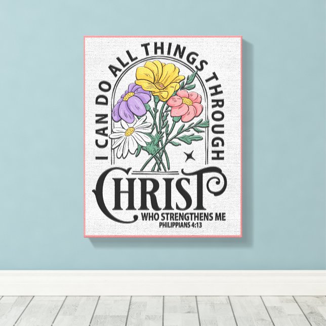 Inspirational Christian Bible Verse Canvas Print (Insitu(Wood Floor))