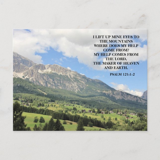 Inspirational Christian Bible Verse Mountains Postcard (Front)