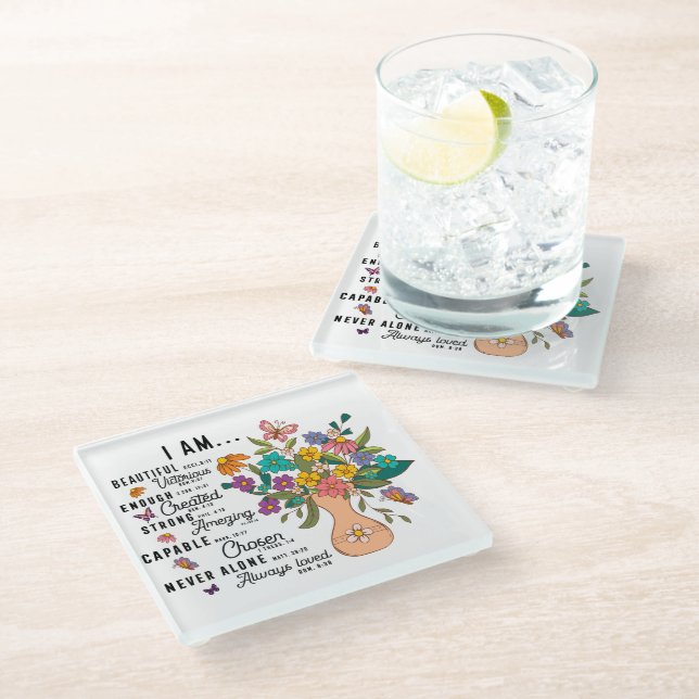 Inspirational Christian Bible Verse///Scripture Glass Coaster (Angled)
