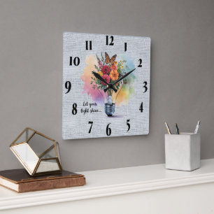 Inspirational Christian Bible Verse /Scripture Square Wall Clock