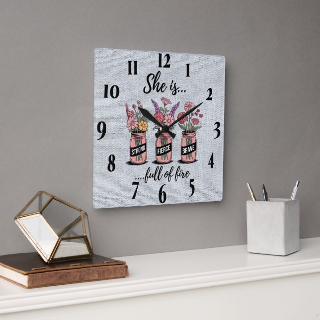 Inspirational Christian Bible Verse /Scripture Square Wall Clock (Office)