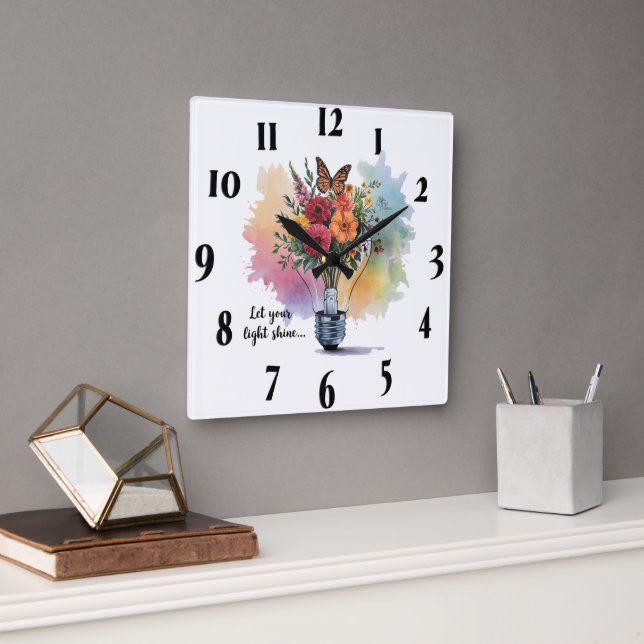Inspirational Christian Bible Verse /Scripture Square Wall Clock (Office)