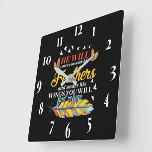 Inspirational Christian Bible Verse Square Wall Clock