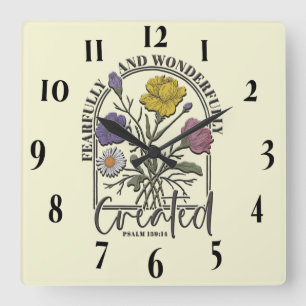 Inspirational Christian Bible Verse Square Wall Clock