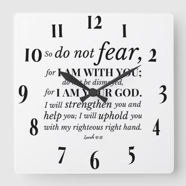 Inspirational Christian Bible Verse Square Wall Clock (Front)