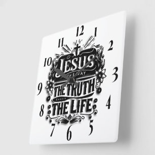 Inspirational Christian Bible Verse Square Wall Clock