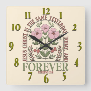 Inspirational Christian Bible Verse Square Wall Clock