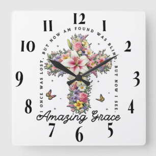 Inspirational Christian Bible Verse Square Wall Clock