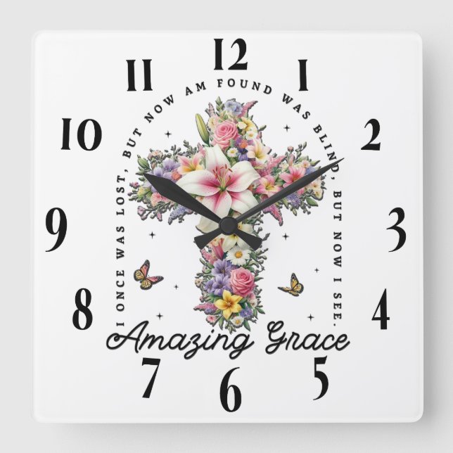 Inspirational Christian Bible Verse Square Wall Clock (Front)