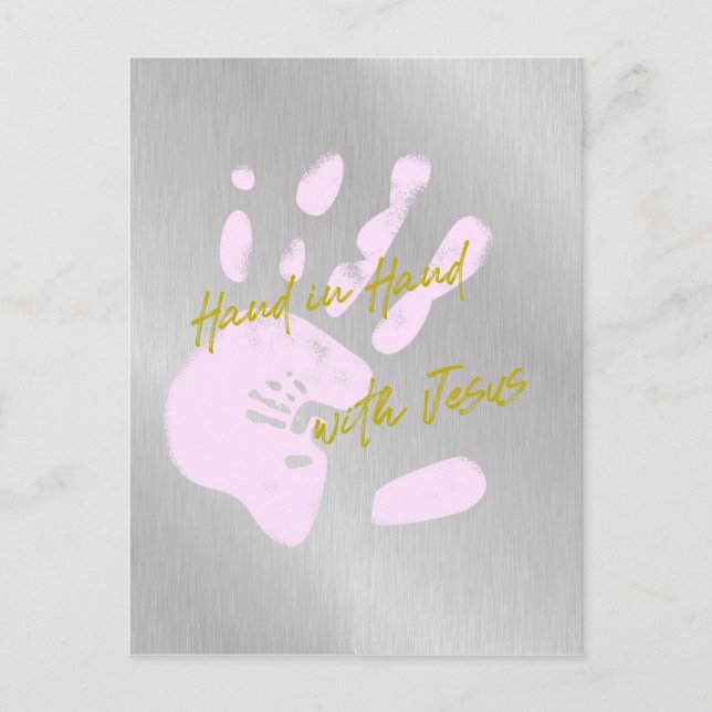 Inspirational Christian Hand in Hand with Jesus Postcard (Front)