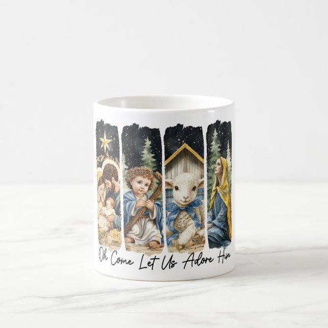 Inspirational Christian Let Us Adore Him Coffee Mug (Center)