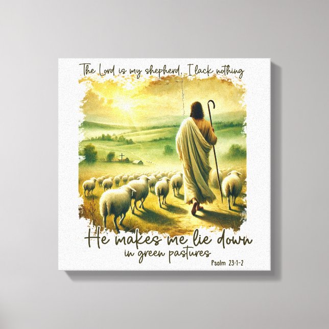 Inspirational Christian Lord Is My Shepherd Canvas Print (Front)