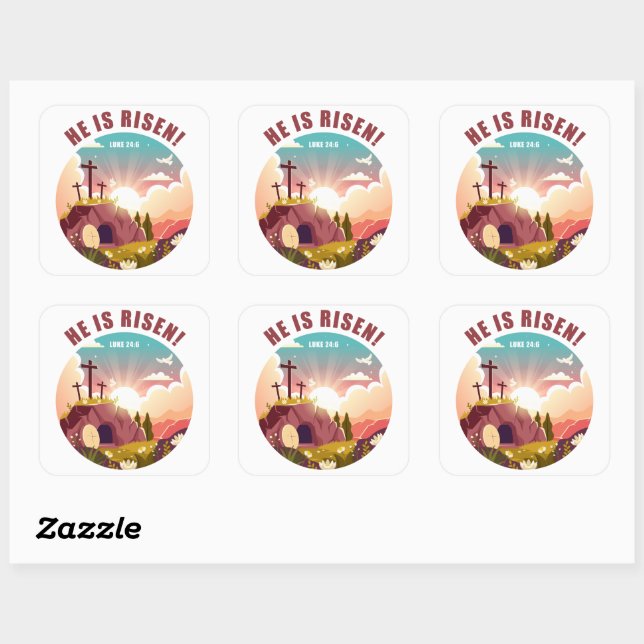 Inspirational Christian Passover Easter Jesus Square Sticker (Sheet)