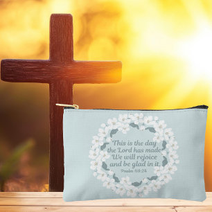 Inspirational Christian Psalm 118:24 Rejoice Accessory Pouch
