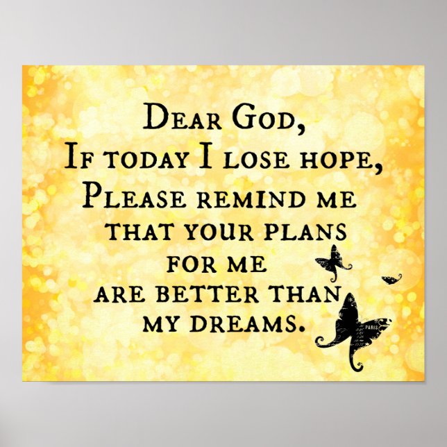 Inspirational Christian Quote: Dear God Poster (Front)