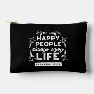 Inspirational Christian Quote from Proverbs 15:15 Accessory Pouch