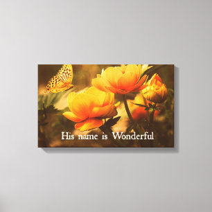 Inspirational Christian Quote: His Name is Canvas Print