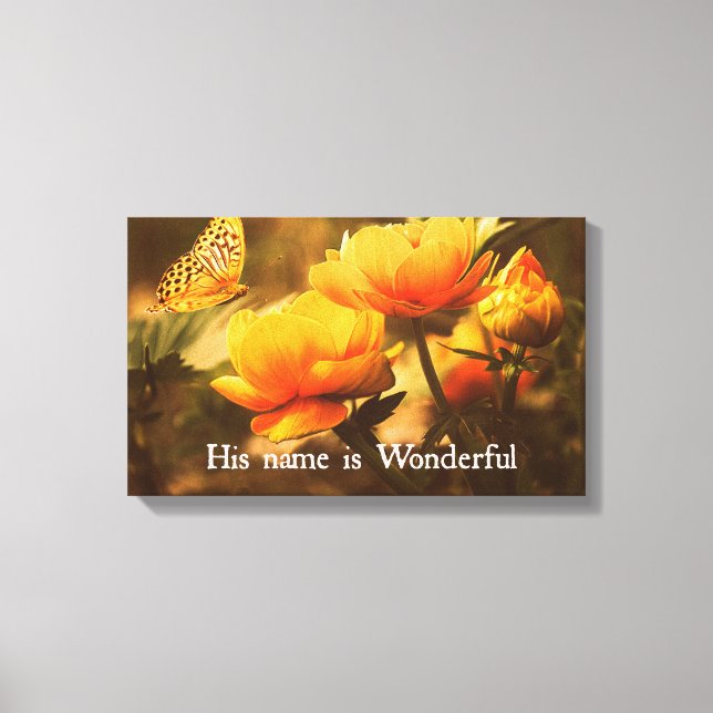 Inspirational Christian Quote: His Name is Canvas Print (Front)