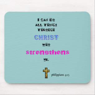 Inspirational Christian Scripture Quote Typography Mouse Pad
