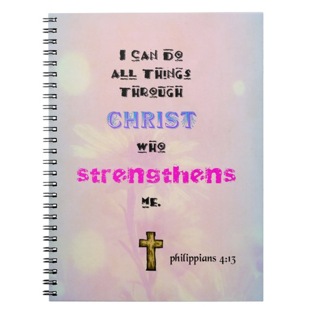 Inspirational Christian Scripture Quote Typography Spiral Notebook (Front)