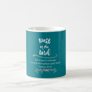 Inspirational Christian Wait on the Lord Verse Coffee Mug