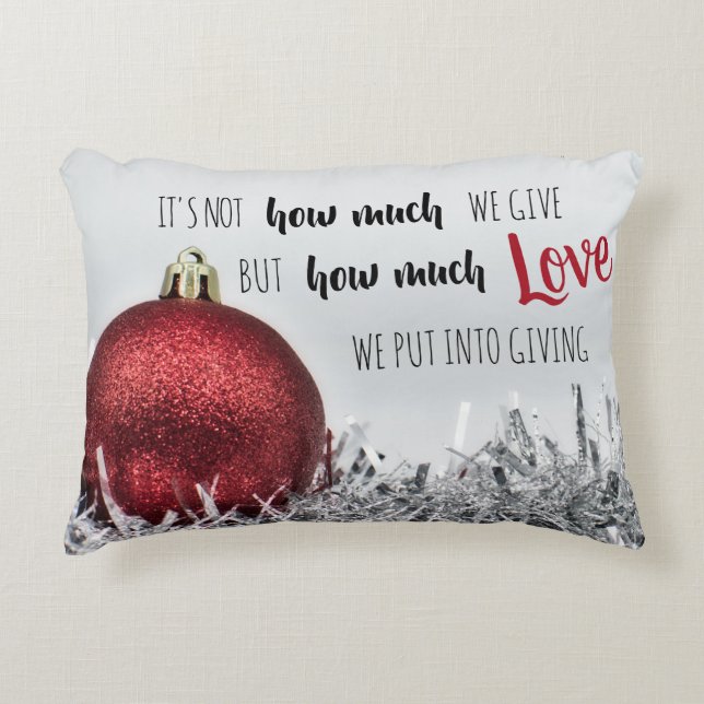 Inspirational Christmas quote with red decoration Decorative Cushion (Front)