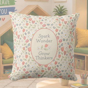 Inspirational Classroom Floral Pillow for Teachers